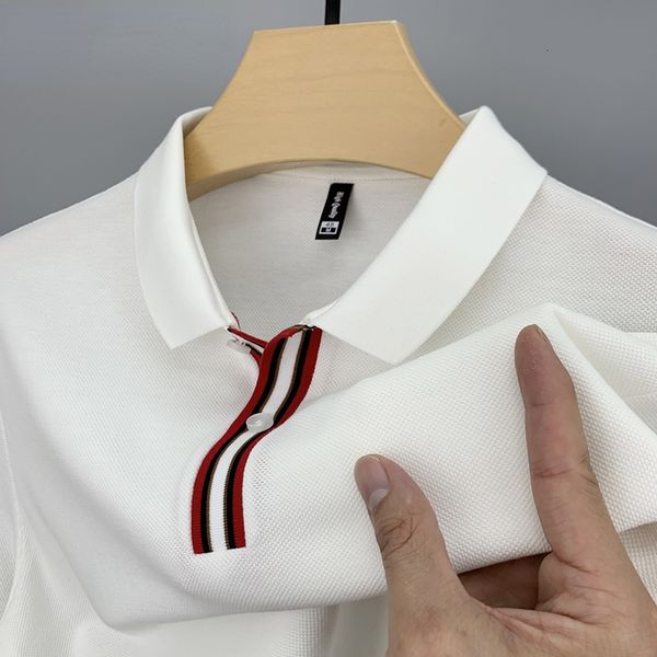 

mens polos 100% cotton shortsleeved polo shirt zhudi summer solid color lapel tshirt casual korean m4xl 230815, White;black