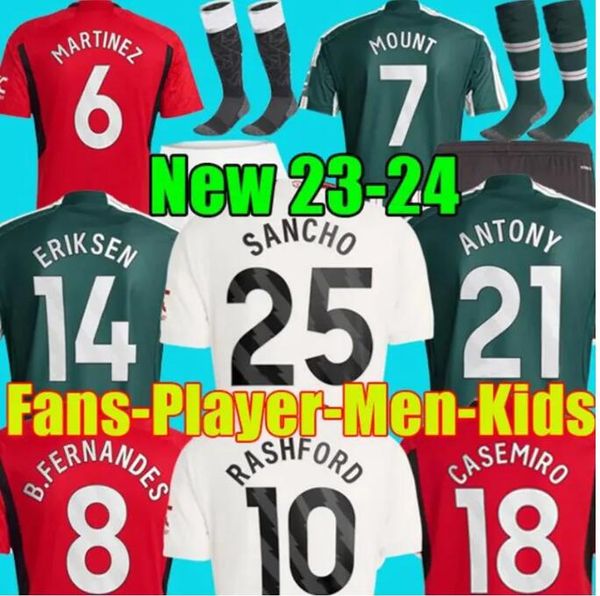 

23 24 rashford soccer jerseys mans utds antony martinez casemiro eriksen garnacho manchesters b.fernande football shirt men women uniforms, Black;yellow