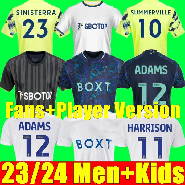 

22 23 24 bamford soccer jerseys 2023 adams aaronson harrison llorente leeds unitedes james unitedes sinisterra men kids kit football shirt u, Black;yellow