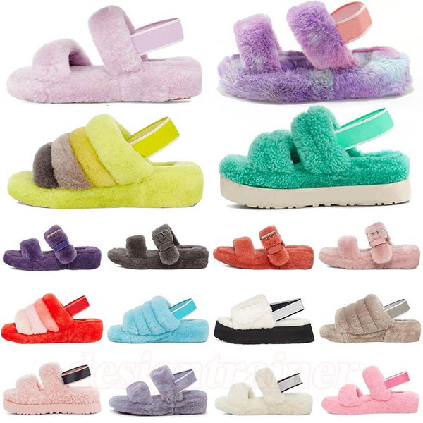 

women slippers kid tazz slide fluffy furry wggs black grey coffee classic sandals winter solid color home indoor flats shoes woolen australi