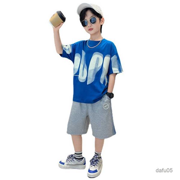 

clothing sets new arrivals summer casual boys' set breathable pullover letter tshirt fashion shorts children 2-piece clothing suit 5-14, White