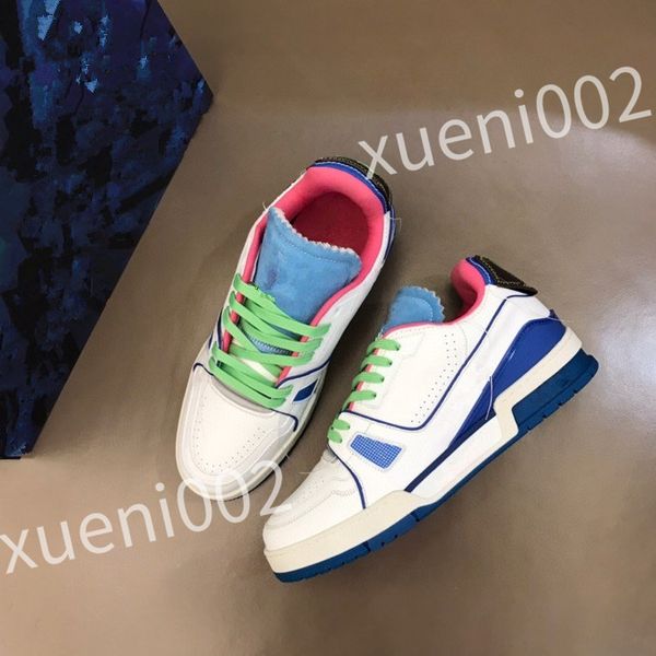 

2023 luxury designer sneakers women shoes classic calfskin sneakers casual style leather trainers lace-up sports train shoes size 39-44 rd10, Black