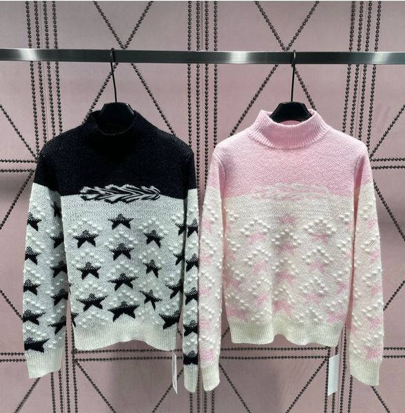 

2023 fashion autumn winter runway designer knitting high neck pullover sweater women's long sleeve loose sweater, White;black