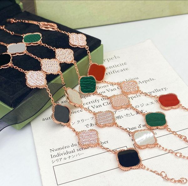 

bracelets four leaf clover necklace designer jewelry womens gold pendant womens letter red agate shell jewelry girls' party wedding gif, Black