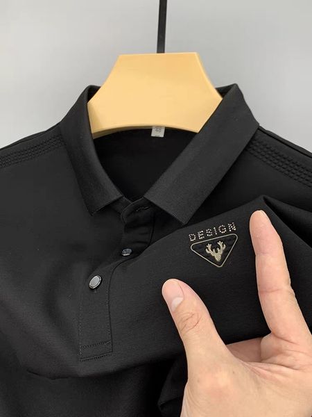 

mens polos high end brand mens short sleeve exquisite badge printed polo shirt summer casual fashion breathable lapel tshirt 230815, White;black