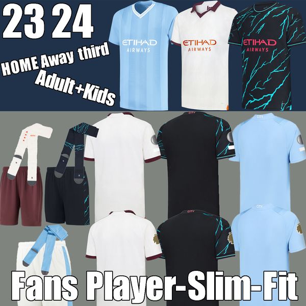

haaland 23 24 home away soccer jerseys manchesters grealish sterling city 2023 fans player special edition jerseys mans cities football shir, Black;yellow