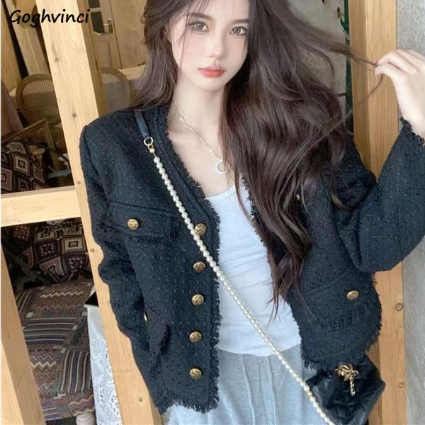 

womens jackets cropped tassel jackets women autumn coats for ladies vintage vneck tender long sleeve allmatch design mujer chaqueta clothing, Black;brown