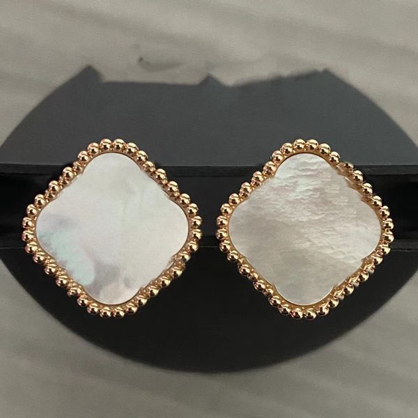 

designer van clover stud earring luxury four-leaf classics charm earrings women jewelry womam flower earing 18k gold plated 26784, Golden;silver