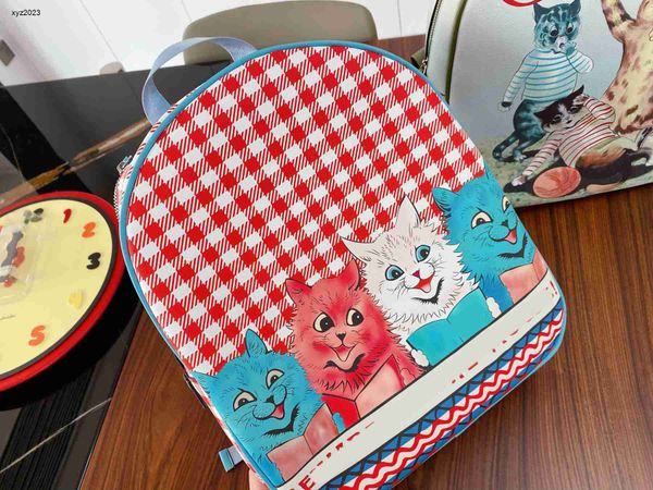

23ss designer baby bag checker design kids handbags fashion cat print child knapsack size 32*37*10 cm baby school backpack july13