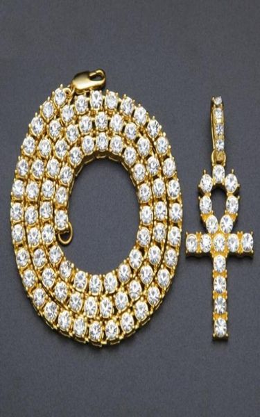

big cz cross pendant necklace for mens hip hop jewelry plated gold silver color long tennis chain necklaces pendant drop ship4681541