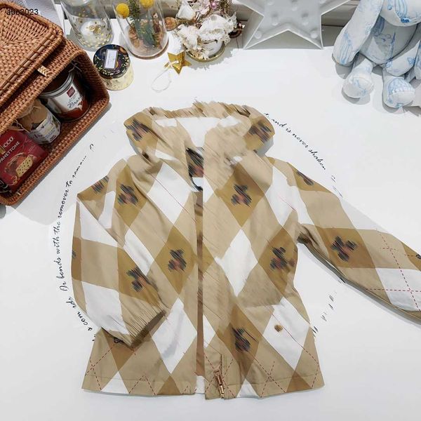 

new designer baby clothes kids jacket diamond pattern design hooded size 90-160 cm child long sleeved coat july19, Blue;gray