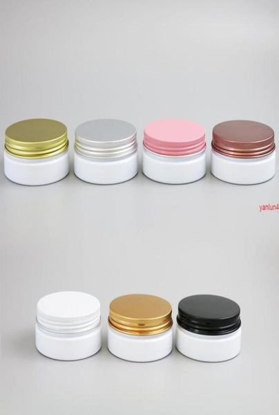 

24 x 50g empty white cosmetic cream containers jars 50cc 50ml for cosmetics packaging plastic bottles with metal lids by9291586