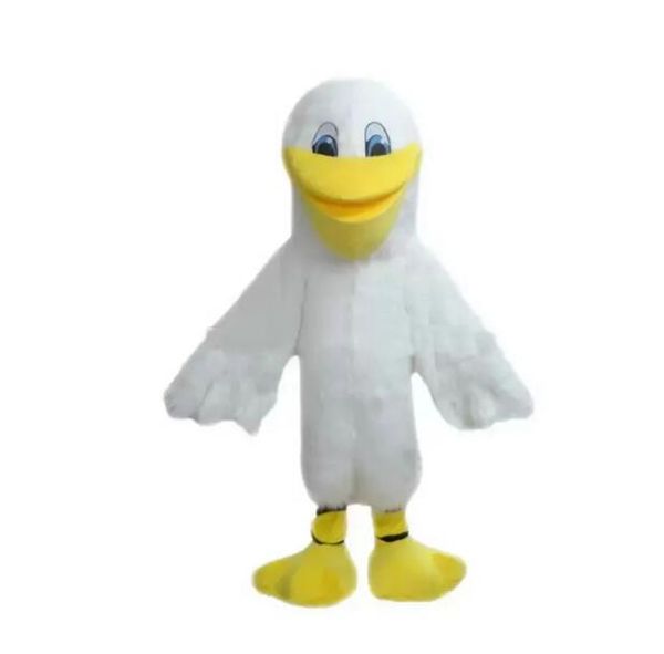 

factory 2024 new white pelican mascot costumes cartoon character size, Red;yellow