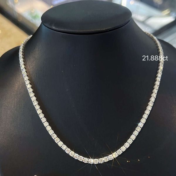 

white gold full diamond necklace t four claw necklace tennis necklace, Silver