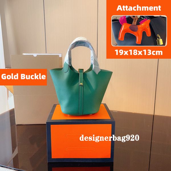 

bucket bag trend work tote genuine leather black handbags gold or silver buckle thick strap travel tote travel office shopping designers bag