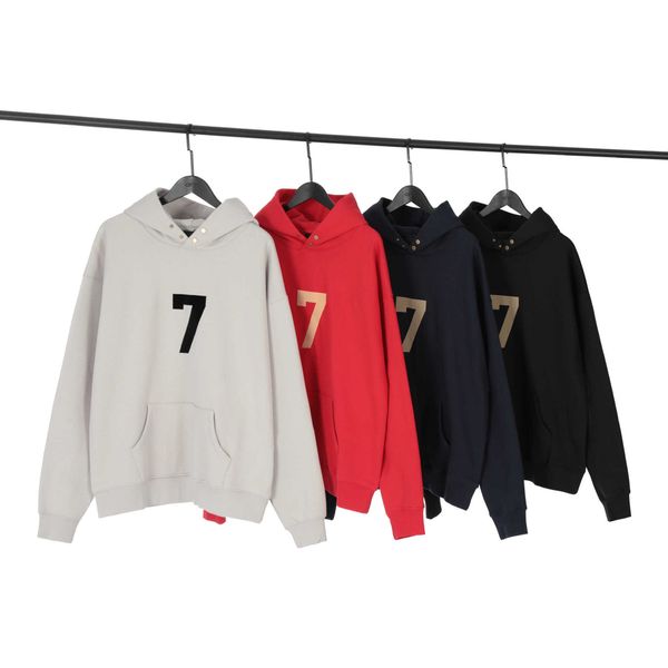 

ess hoodie fog gear of god essentials 7-word flocked jerry same hoodie, Black