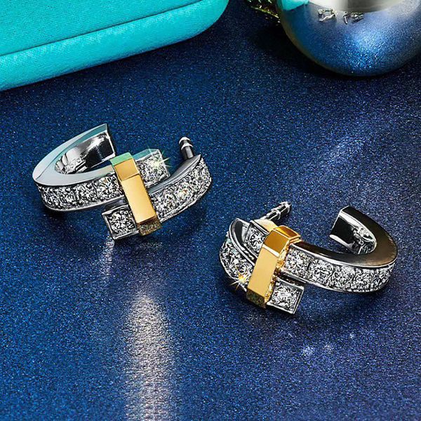 

designer earrings luxury jewelry double layer earring designer jewelry set with diamonds for womens two color earing gift fashion woman ear, Golden;silver