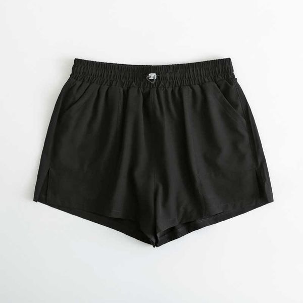

yoga summer sport lulu 4'' high rise side slit lightweight women workout running drawstring short pants pockets quick-drying lemon