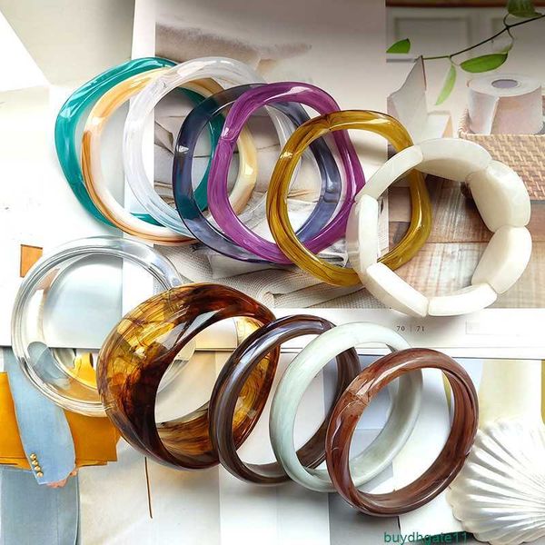

dljh bracelet bangle wave breaking wide version acrylic resin special-shaped elastic retractable with many halos, Black