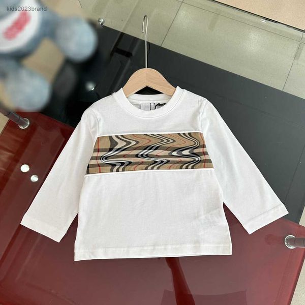 

designer baby clothes chest plaid stitching design boys sweater size 100-160 cm long sleeved kids sweatshirts july20, Black