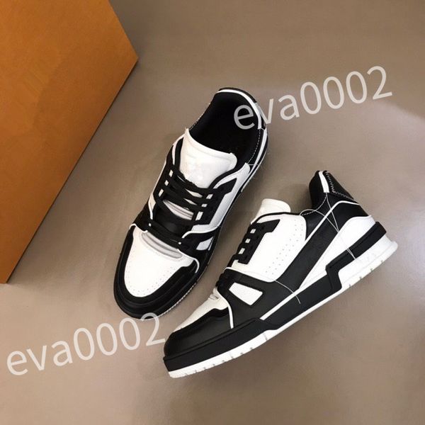

2023 luxury quality casual shoes brand men sneaker leather trainers man technical rubber runner sports lug sole walking size 39-44 rd1012, Black