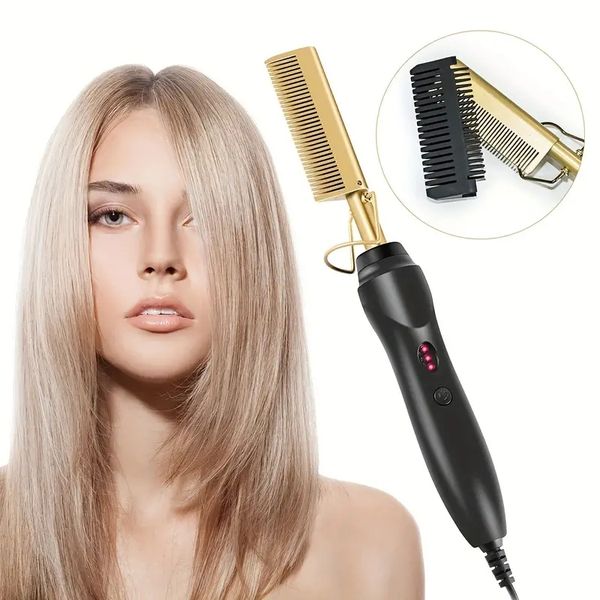 

portable air comb for dry and wet hair straightening - copper comb for smooth and shiny results, Black