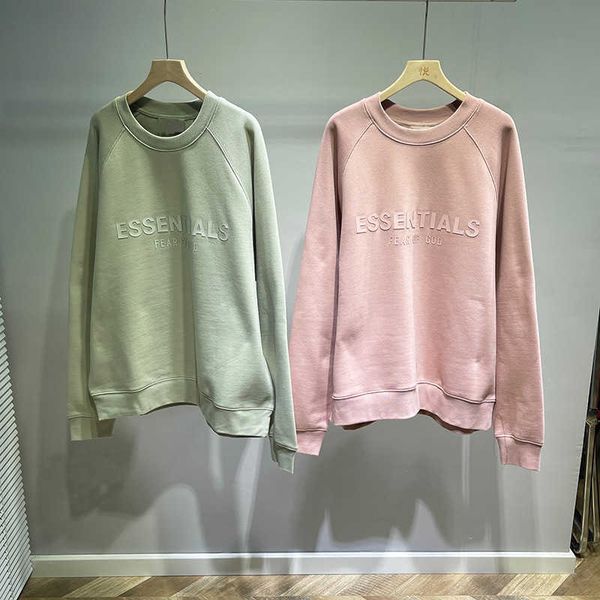 

ess hoodie fog double line essentials silicone letters plunged blouse for men and women, Black