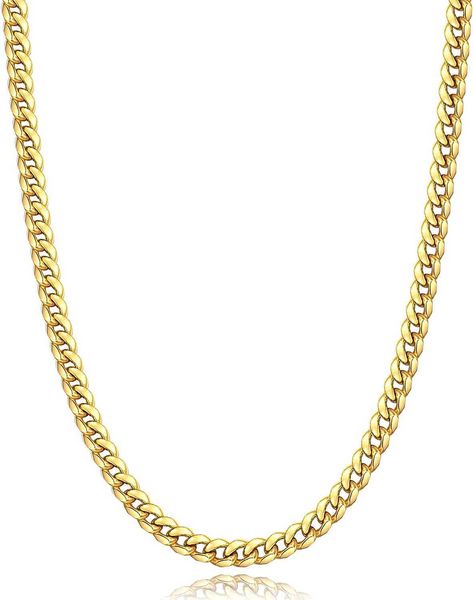 

momlovu silver chain gold chain for men boys 18k gold plated men's necklaces chain cuban link chain for men 4mm/6mm 18/20/22/24/26inch
