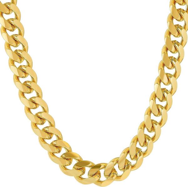 

lifetime jewelry 9mm miami curb cuban link chain necklace 24k gold plated, Silver