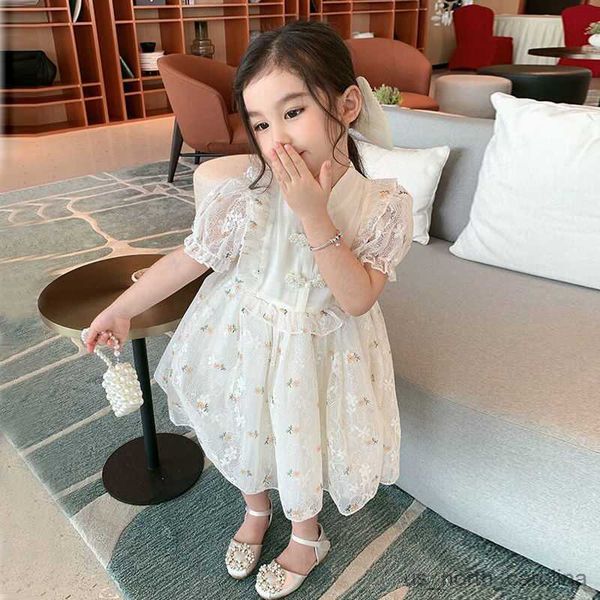 

girl's dresses children's 2023 new girls' qipao summer princess dress children's dress fragmented flower dress r230816, Red;yellow