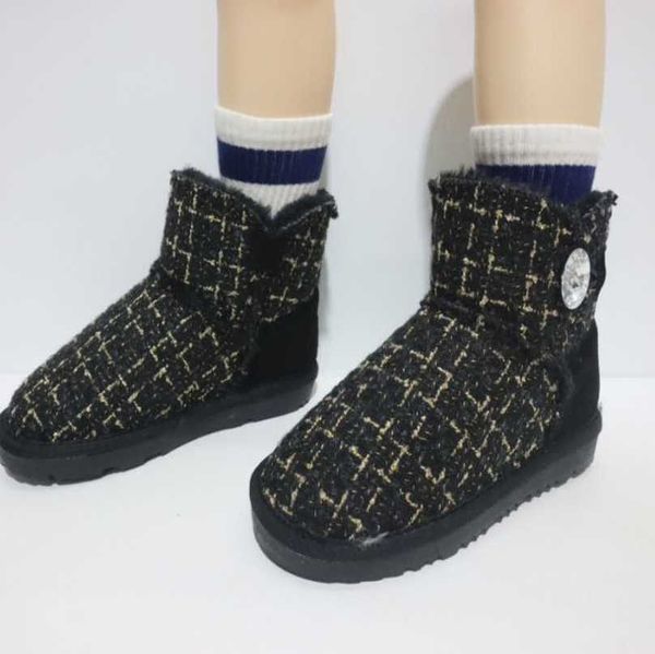 

infant baby kid australia designer boots paris tweed suede mini boot boys girls toddler fur wool shearling lined winter snow booties rhinest, Black