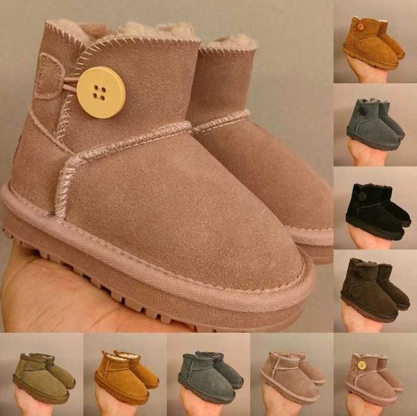 

selling australia australian suede warm boots kid infant toddler low platform mini snow boot winter fur shearling lined ankle booties fluff, Black
