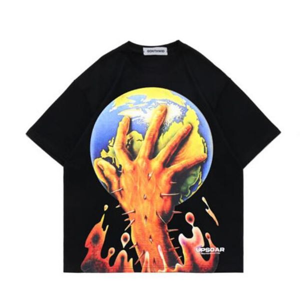 

hip hop men t-shirt streetwear graphic print oversized tshirt 2023 fashion loose cotton casual tee, White;black