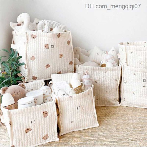 

diaper bags cute bear olive tulip embroidered baby diaper bag diaper organizer clothing bottle toy storage basket large cotton mother handba