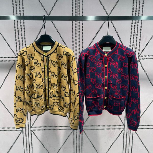 

designer spring autumn letter print embroidery knitting cardigan sweater coat women's lantern sleeve button loose sweater 2 colour, White;black