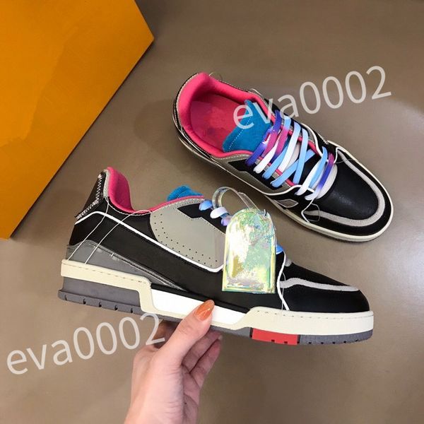 

2023 new casual shoes brand men sneaker leather trainers man technical rubber runner sports lug sole walking size 39-44 rd1012, Black