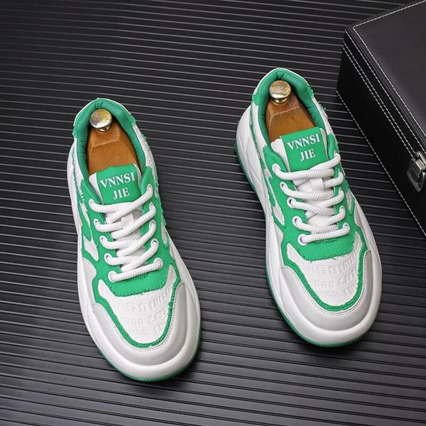 

new men's trend everything casual sports running thick sole soft sole anti-slip wear-resistant dad tide shoes a28, Black