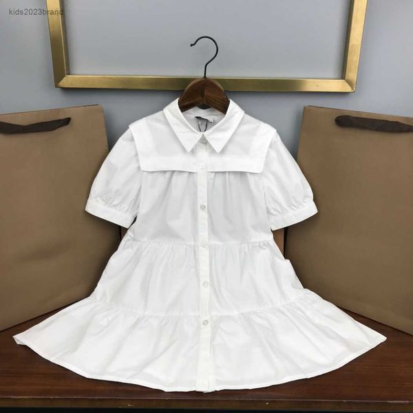 

baby clothes single breasted kids dress size 120-160 cm baby designer short sleeved lapel dress summer multi layered skirt june15, Red;yellow