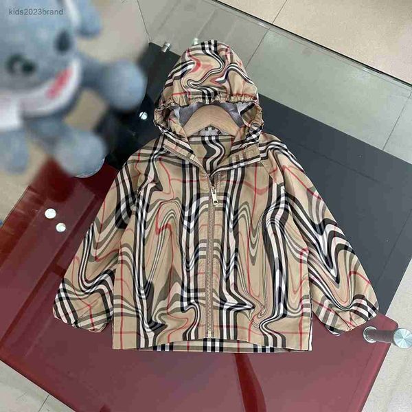 

designer baby clothes cross stripe full print kids hooded jacket size 100-160 cm fashion child long sleeved zipper coat july21, Blue;gray