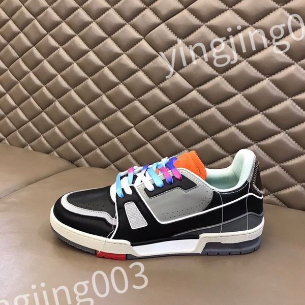 

new luxurys designer woman shoe leather lace up men fashion platform sneakers white black mens womens casual shoes chaussures size 39-44 rd1