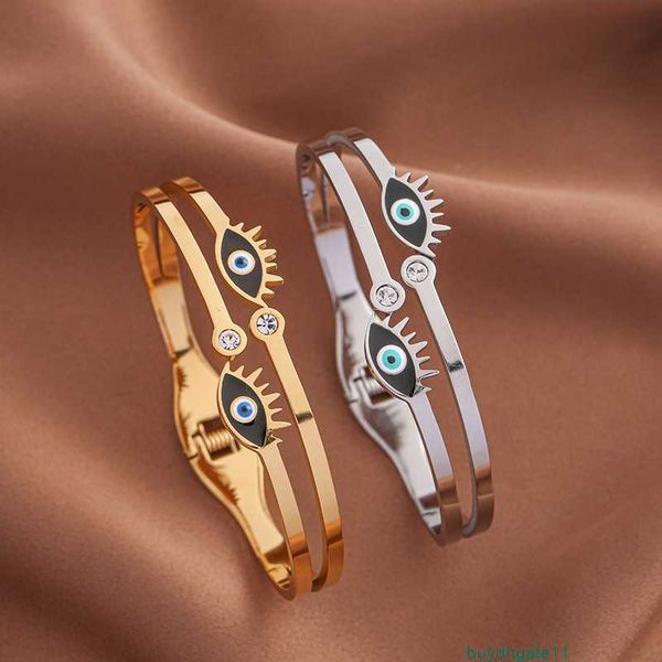 

tfj6 bracelet bangle colorless devil eye titanium steel for women's fashion light luxury net red jewelry, Black