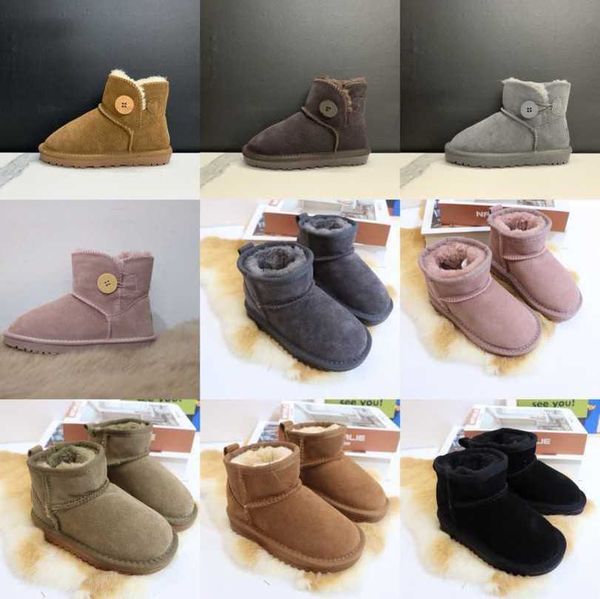 

baby infant kids wgg button boot chestnut big toddler australia suede mini short boots brands winter shoes shearling wool fur lined snow boo, Black
