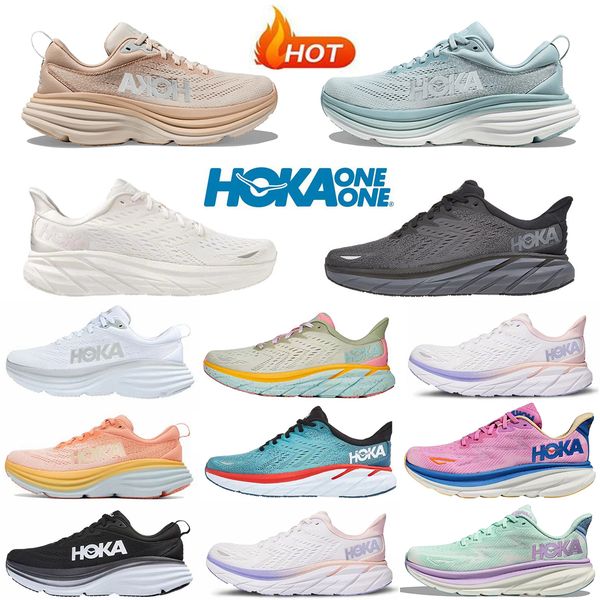 

2023 hoka one bondi 8 clifton 9 athletic hokas people running shoes runner carbon x2 triple black white light blue sports trainers lifestyle