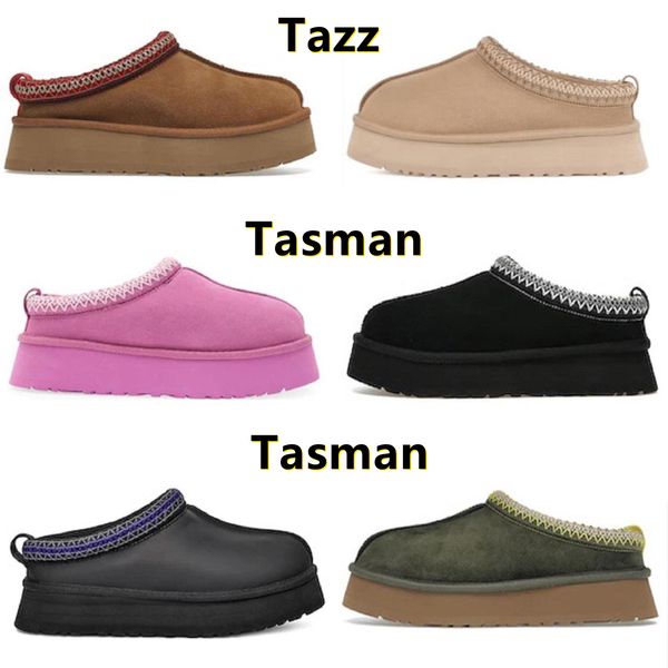 

australia tazz slipper for women tasman slippers designer womens short boot fur slides classic mini platform boots suede wool winter fashion, Black