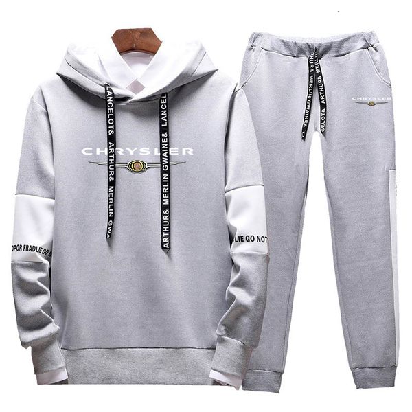 

mens tracksuits spring mens fashion comfortable sets lace up leisure hoodie harajuku style sweatpants suit 230815, Gray