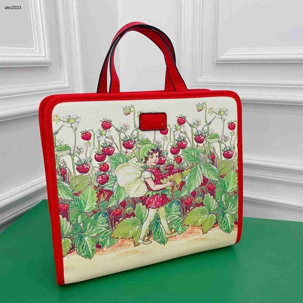 

new designer baby bag strawberry pattern printing hangbag child knapsack size 28*25*11 cm red edging kids pocket july14, Black
