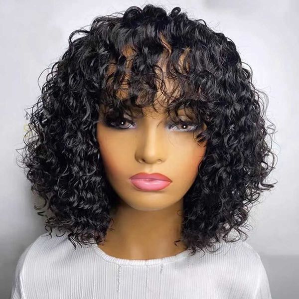 

human hair new product women's short curly hair selling small curly black wig sets 230816