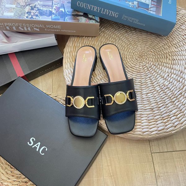 

metal logo satin flat heel slipper fashion travel outdoors slides crystal sandal medusa womens mens summer swim shoe big size black slide lu