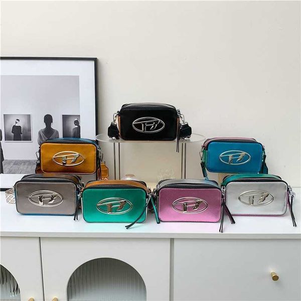 

retail 2023 new fashion colorful small square bag womens candy color wide shoulder strap crossbody bag letter contrast color bag handbags