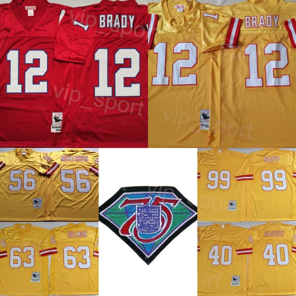 

team football retro 56 hardy nickerson jerseys vintage 12 tom brady 63 lee roy selmon 99 warren sapp 40 mike alstott yellow man vintage embr, Black;red